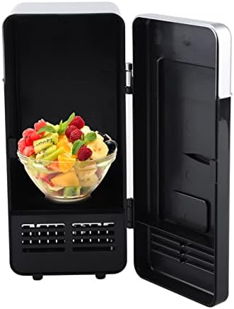 Mini Fridge,Portable Cooler and Warmer, Portable LED Mini USB Refrigerator Drinks Beverage Cans Refrigerator, Mini Fridge for Bedroom Car Office Desk Dorm Room