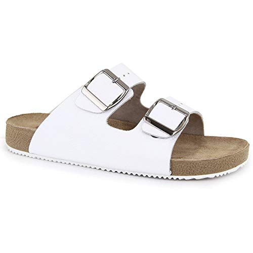Sandalia Masculina Birken de couro forrada em couro 089 (42, Branco)