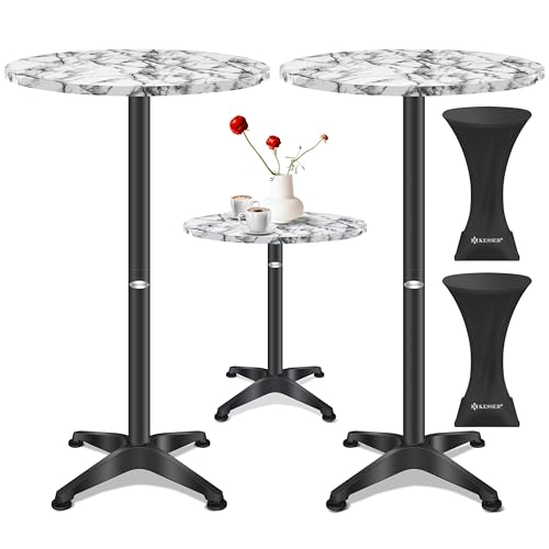 KESSER® 2in1 Stehtisch Bistrotisch 2er Set | Aluminium Edelstahlplatte |