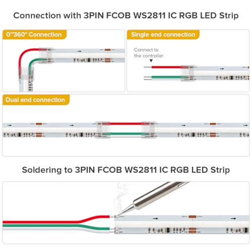 Tira LED RGB WS2811 de 16.4 pies 12V 100 IC COB miniatura 6