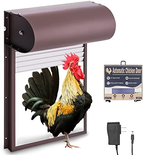 EOICCEOH Automatic Chicken Coop Door with Programmable Battery-Operated & Plug-in Timer, Anti-Pinch Roller Shutter & Aluminum Alloy Frame Door Openers for Home Farms