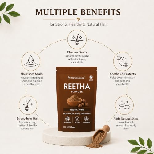 Image of Herb Essential Reetha Soapnut Aritha Fruit Powder, Raw Additive Free, 100g
