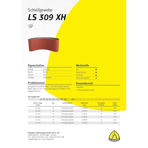 Schleifband Klingspor 4483 für Handbandschleifer – 10 Stück