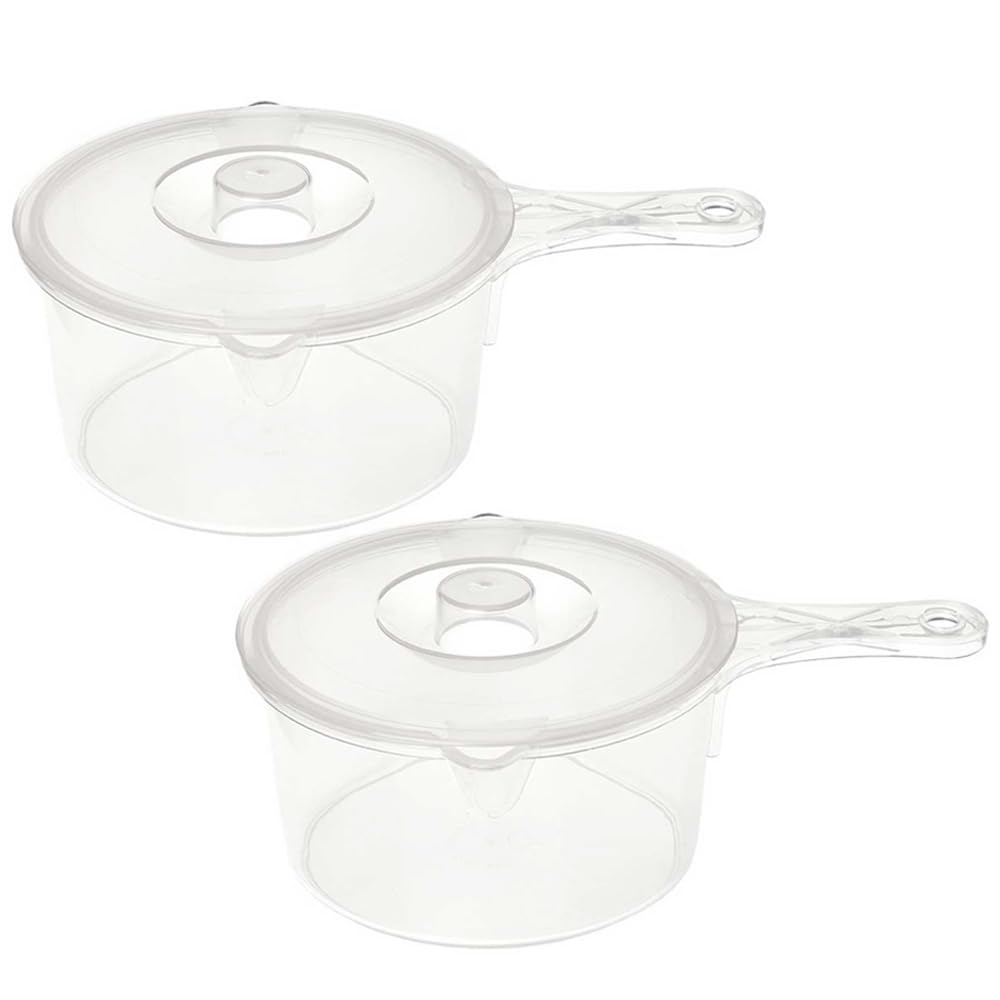 Easylife Microwave Cookware Anti-Splatter Pans, Set of 2 Microwave Dishes for Cooking with Stay-Cool Handles, Plastic Saucepan with 2 Spouts - Fully Guaranteed