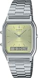 [カシオ] CASIO アナデジ ANA-DIGI クオーツ 腕時計 ヴィンテージシリーズ AQ-230A-9AMQY ユニセックス デュアルタイム ライムイエロー 海外モデル [並行輸入品]