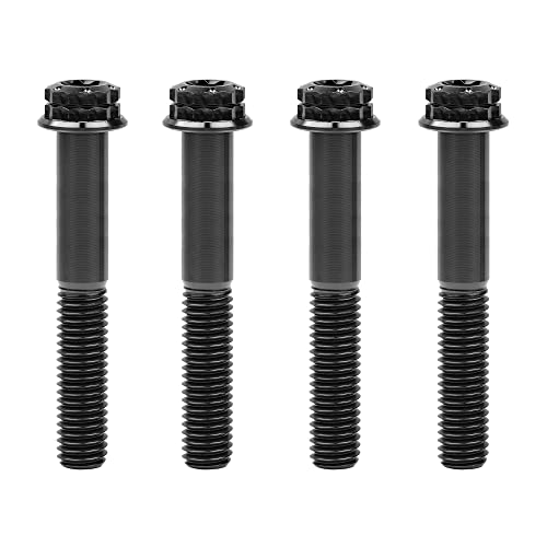 Image of Titanium Flange 12 Point Head M8 x15 20 25 30 35 40 45 50 55 60 65mm Screw Bolt Pack of 4 (M8x50mm, Black)