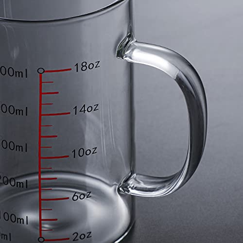TAMUME Glass Measuring Cup with Lid, Multiple Scaling for Kitchen Use (500ml), Transparent - Image 4
