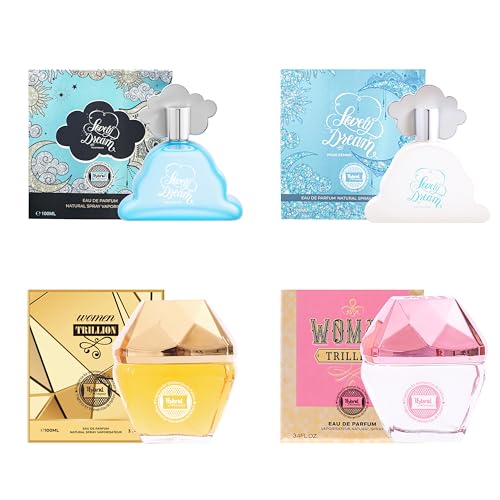 Hybrid & Company Women's 4 Pcs Lovely Dream Pour Femme Trillion Pink Perfume Natural Spray Fresh Fragrance