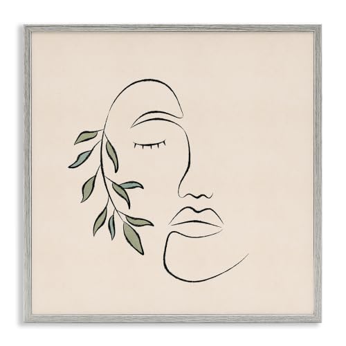 Abstract Line Doodle Portrait, 12 x 12 Inch Framed Giclée Print
