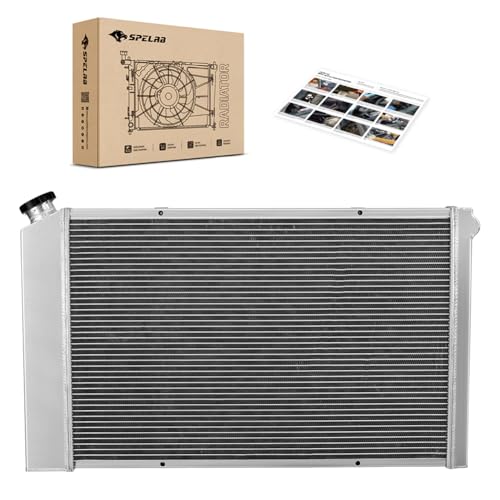 SPELAB CU162 4 Row Aluminum Radiator Compatible with Chevy 1970-1987 C/K/G Series Pickup Radiator Malibu G-Body Monte Radiators Compatible with Buick 1971-1987 Radiators with Fans Shroud +Relay kit