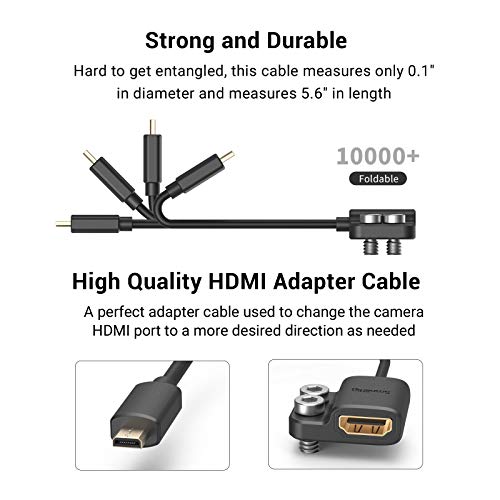Image of SMALLRIG Ultra-Slim 4K HDMI Adapter Cable, Female HDMI Type A to Male Micro-HDMI Type D, 4K@60HZ, for Sony A7R IV A7RIII A7III A7II A7RII / for Fujifilm X-T2 X-T3-3021(Black)