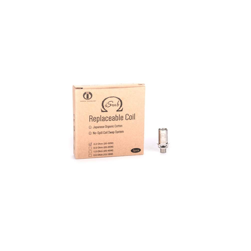 Innokin iSub Replacement coils 0.5ohm and 0.2ohm - Pack of 5 from EgoCigsUk No Nicotine (0.2ohm)