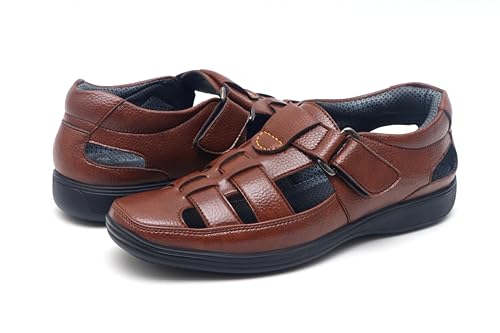 Image of Heels County Faux Leather Fisherman Sandals for Men
