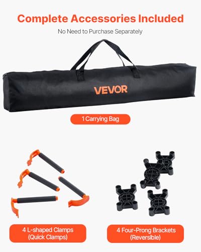 Image of VEVOR Portable Folding Workstand, 4.15 x 2.18 ft Collapsible Workbench, 2500 lbs Weight Capacity, No Assembly Foldable Work Stand with Storage Bag, Table Top NOT Included, for Garage Workshop Outdoor