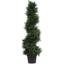 Vickerman Artificial Cedar Topiary Spiral Tree 3 Foot Tall - Potted Natural Green Cedar - UV Resistant Indoor/Outdoor Home Patio Front Door Faux Decor