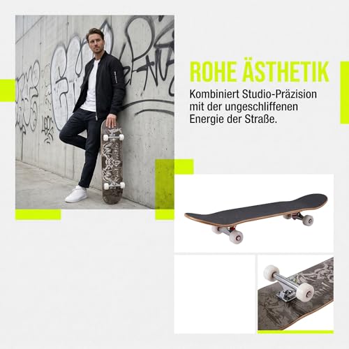 Professionelles Doppel-Kick-Skateboard, 78,7 cm Ahorn-Deck, ABEC-7-Kugellager, 95A PU-Räder, individuelles Grafikdesign (Fledermaus, 81cm)