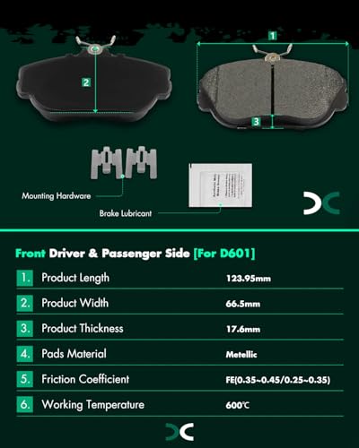 Image of SCITOO D601-7479 Disc Brake Pads Sets Front Metal Brake Pads w /Hardware | For Ford For Taurus 1994-2000,For Windstar 1995-1998,For Lincoln For Continental 1993-1994,For Mercury For Sable 1994-2000