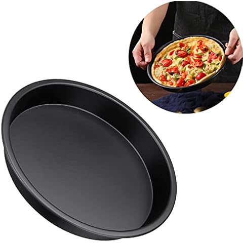 Pizza Baking Tray, Non Stick Pizza Pan, Round Baking Tray for Oven, Microwave Chip Pan (8") Cover