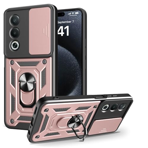 Protection photo Oppo A80 5G antichoc rose avec cache objectif coulissant