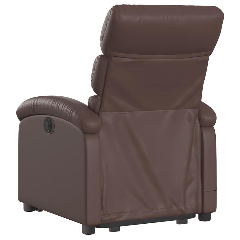 Sillón elevador reclinable con masaje de 6 puntos, función elevación eléctrica e inclinación manual hasta 135°, estructura estable de madera y metal, piel sintética