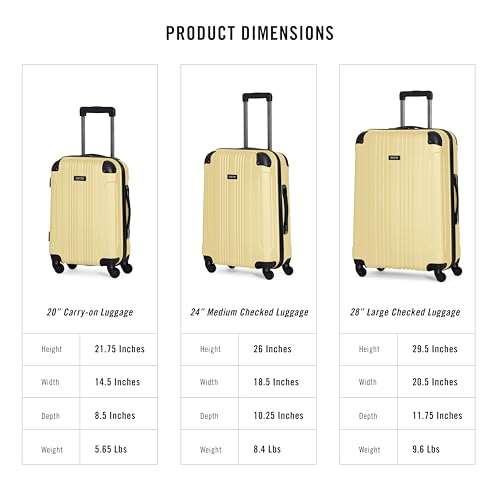 Image of Kenneth Cole REACTION Out of Bounds Lightweight Hardshell 4-Wheel Spinner Luggage, Pale Banana, 20-Inch Carry On