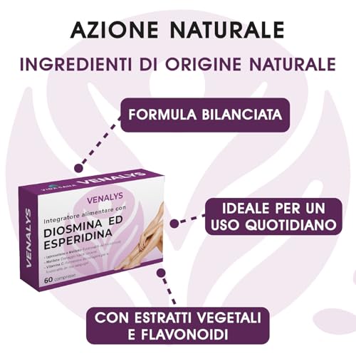 Diosmina Ed Esperidina Integratore Per La Normale Funzionalità Del Microcircolo. Vene Varicose, Gambe Gonfie, Emorroidi Esterne E Capillari Rotti Ippocastano, Meliloto E Vitamine - 6
