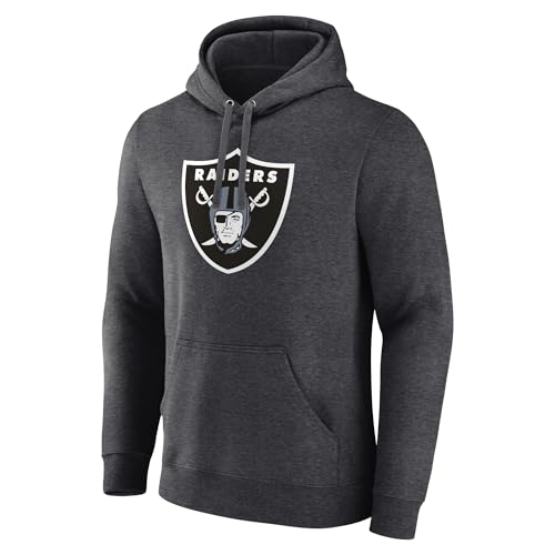 Fanatics Men's Charcoal Las Vegas Raiders Primary Logo Fitted Pullover Hoodie - Image 2