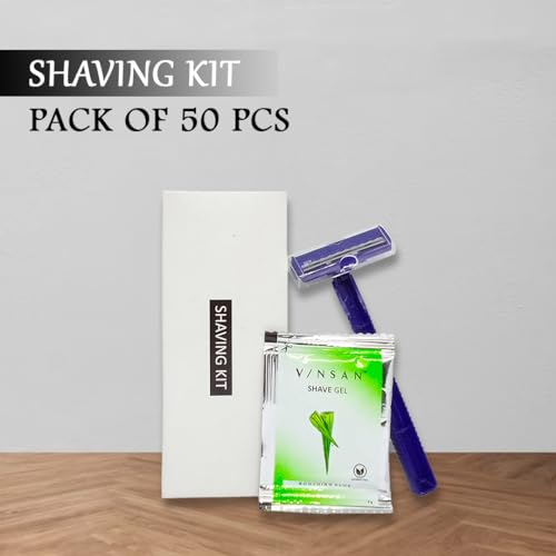 Image of (50 Sets) Shaving Kit in Bulk, Smooth Shave Disposable Razor and Cream(4g), Individually Wrapped Toiletries Amenities for Hotel Travel Shaving Set Travel Size Toiletries Camping and Travel