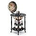 GIANTEX Porta Vino con Mappa Mondo, Minibar Tondo Vintage in Legno, Supporto da Vino per Bar, Portabottiglie da Bar, Mobile Portabottiglie con Rotelle, Cantinetta con Globo Mappamondo Apribile (3)