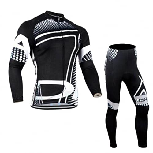 MAOTN Tenue Cycliste à Manches Longues, Pantalon Cuissard VTT 3D remplie de Gel pour Hommes et Femmes en Automne et en Hiver,d'entraînement de compétition Maillots de Cyclisme,Style1,XL