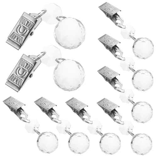 GALPADA 12 Pièces Pèse Table Cristal Transparent avec Clips Métalliques pour Décoration de Nappes et Drapeaux de Jardin Poids Décoratifs pour Tables Extérieures et Événements