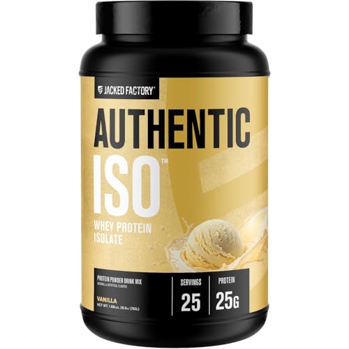 Image of Jacked Factory Authentic ISO Whey Protein Isolate Powder - Low Carb, Non-GMO Muscle Building Protein w /No Fillers, Post Workout Recovery - 25 Servings, Vanilla