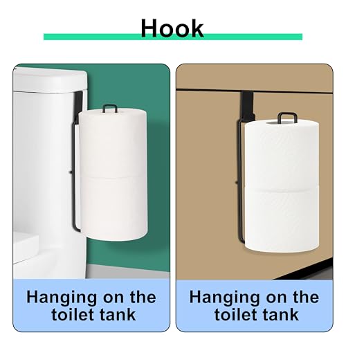 Stainless Steel Matte Black Toilet Paper Holder with 2 Roll Storage, Over the Tank, 1PC