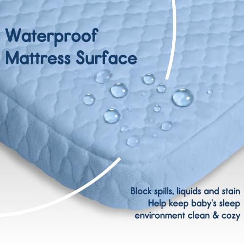 Image of Pro Goleem Pack and Play Mattress (38 inchx26 inch), Waterproof Pack n Play Mattress Pad with Carry Bag, Firm Playard Mattress with Soft Cover, for Babies and Toddlers(Blue)