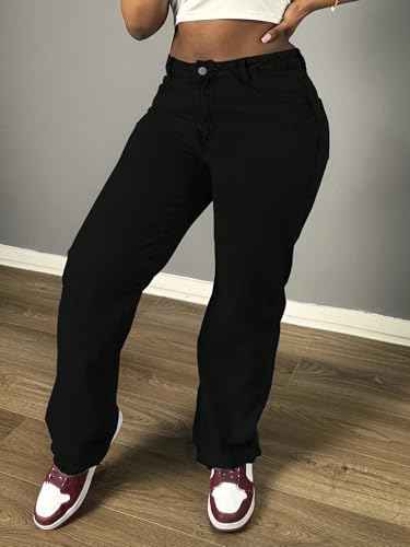 Women's Wide Leg Jeans Trendy 2025 High Waisted Stretchy Denim Pants Pull On Streetwear Vintage Hip Hop Jeans4