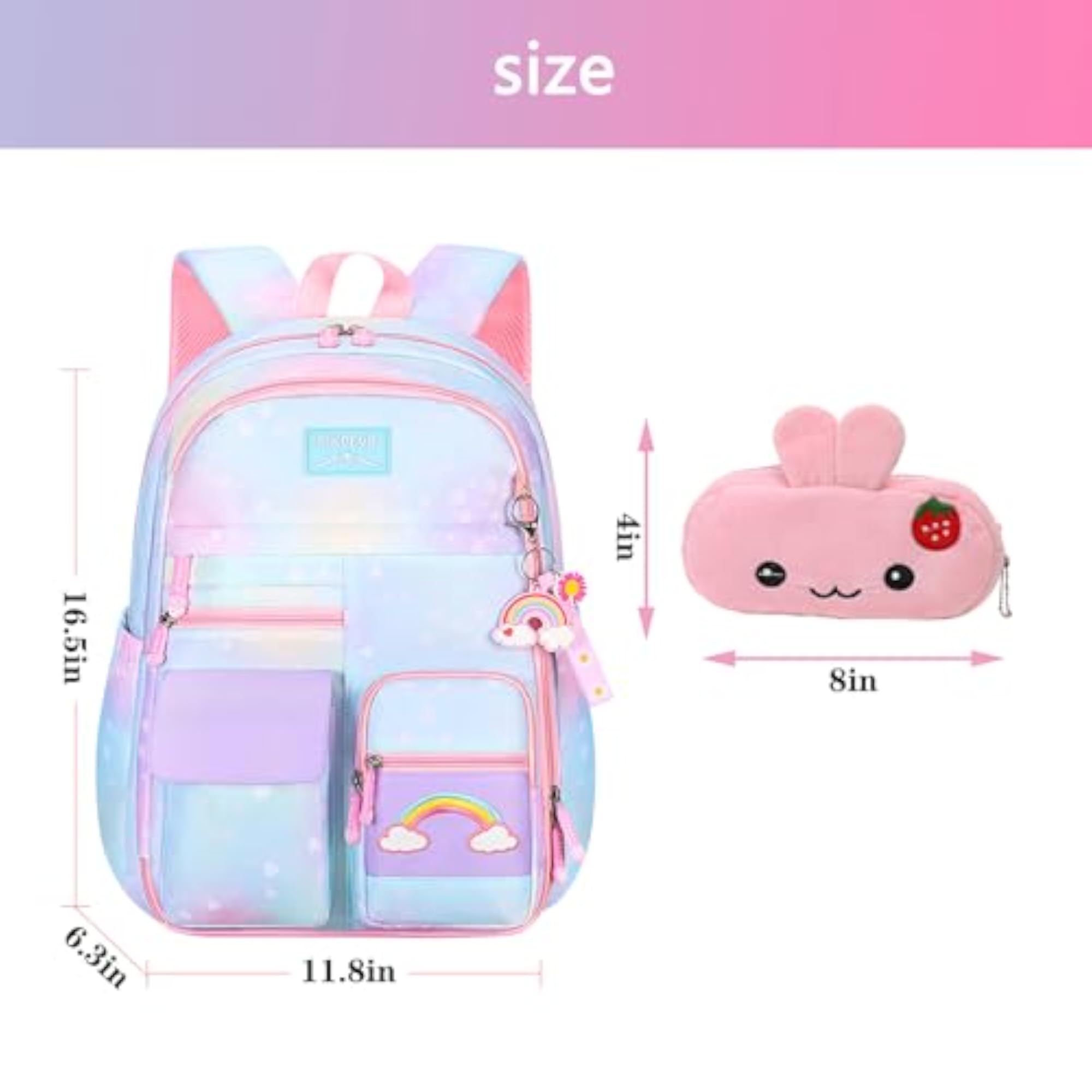 Starry Rainbow Girls Backpack, Large Capacity