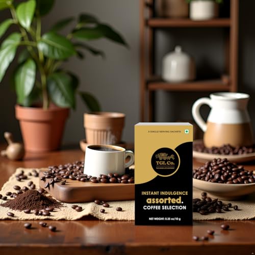 Image of TGL Co. 5 in 1 Assorted Instant Coffee Selection (5 Sachets - Trial Pack) | Contains 3 Classic & 2 Flavors (Caramel, Hazelnut) | Travel Friendly Pack