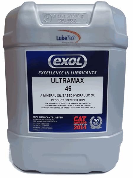 Ultramax Premium Hydraulic Oil 46, 20 Ltr, Mineral Oil, Anti-Wear, Industrial Hydraulic Systems, Agricultural Equipment, Mobile Units, 20 kg