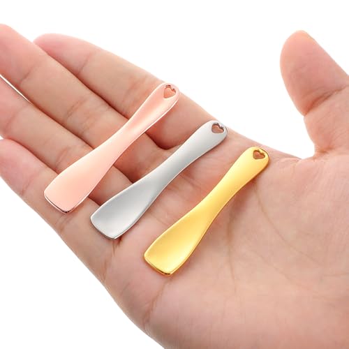 3 Stück Creme Spatel, Kosmetik Spatel, Kosmetiklöffel Metall, Wiederverwendbare, Mini Make Up Applikator, Gesichtskosmetiklöffel, Schönheitsschaufel, Maskenspatel, Cremespatel für Gesichtscreme