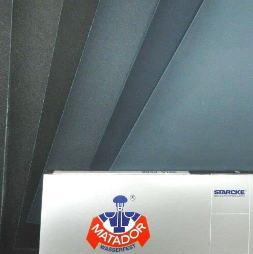 Matador Abrasive Wet or Dry Sandpaper 5 Sheets 2000 Grit 9"x11" Silicon Carbide Made in Germany