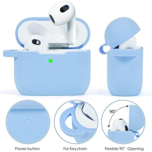 Image of VISOOM Case for Airpods 3 Pink Airpods 3rd Cases 2021 Silicone for iPod 3 Earbuds Case Cover Women Wireless Charging Case with Accessories Girl Bling Keychain for Apple Ear Buds 3rd Generation