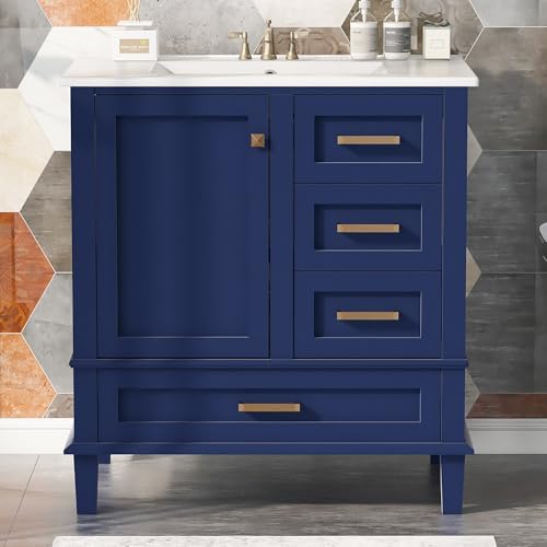LUMISOL 30" Blue Bathroom Vanity with Single Sink