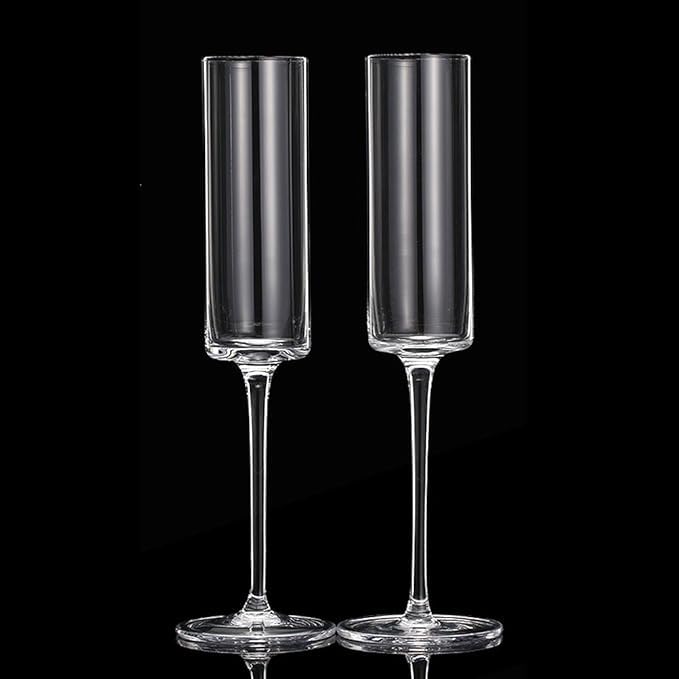 Red-Rubby Champagne Flutes, Edge Champagne Glass Set of 2 - Modern & Elegant Gift for Women, Men, Wedding, Anniversary, Christmas, Birthday 100% Lead Free Crystal 3
