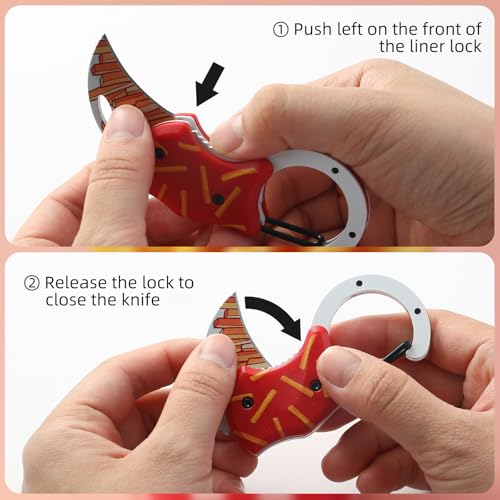Image of Small Pocket Knife for Women Men,Cute Folding Knife Box Cutter,Folding Utility Knife with 1.38''Sharp Blade,Mini EDC Knives for Everyday Carry,Ideal Gifts for Men and Women(Fries)