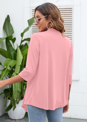 Image of Heymoments Women's Lightweight Open Front Cardigans 3 /4 Sleeve Casual Soft Drape Fall Cardigan S-2XL