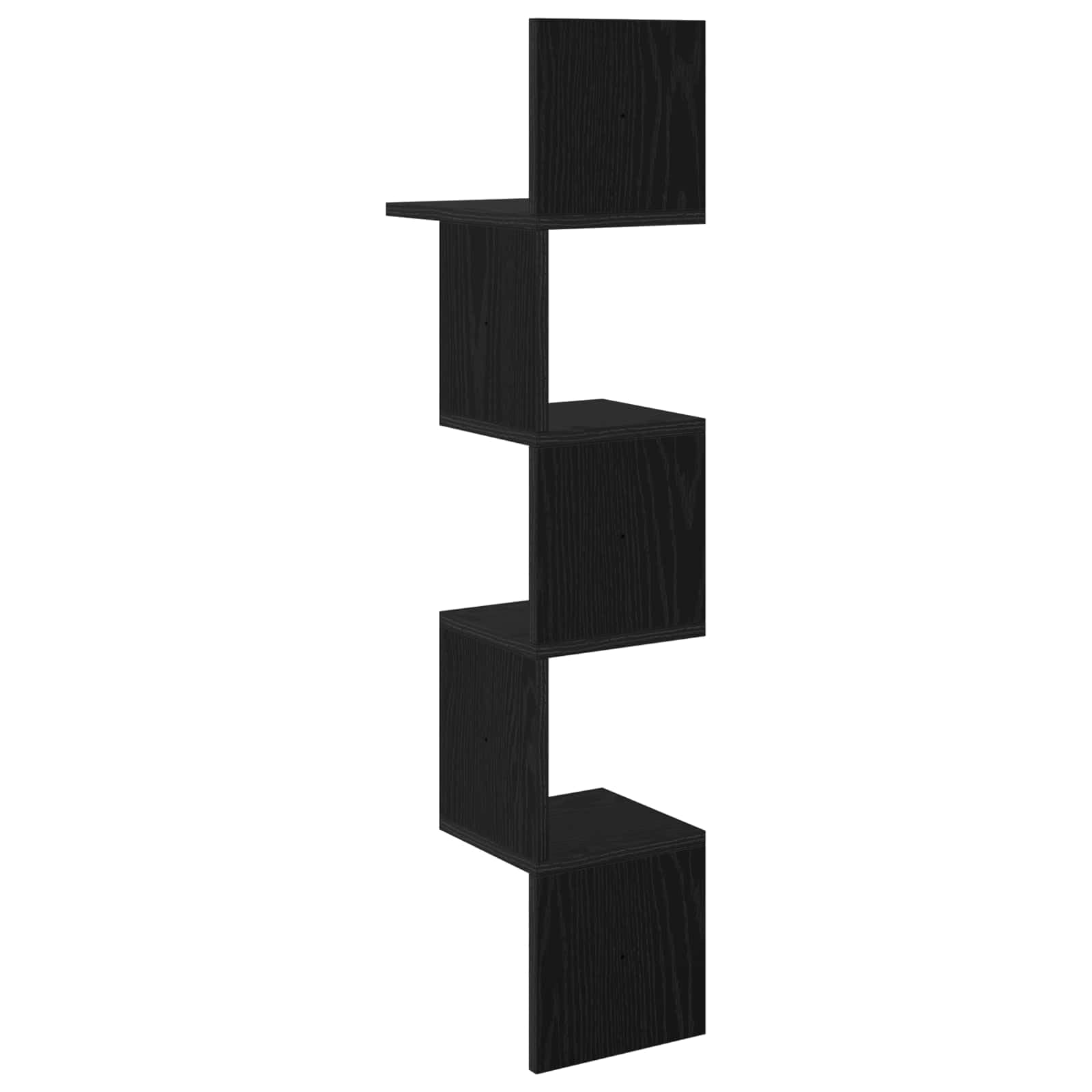 Wandregal Wandhalterung Schwarz aus Holzwerkstoff 32 x 21 x 107 cm platzsparend mit reichlich Stauraum für Wohnzimmer Schlafzimmer Büro und Küche modernes Design