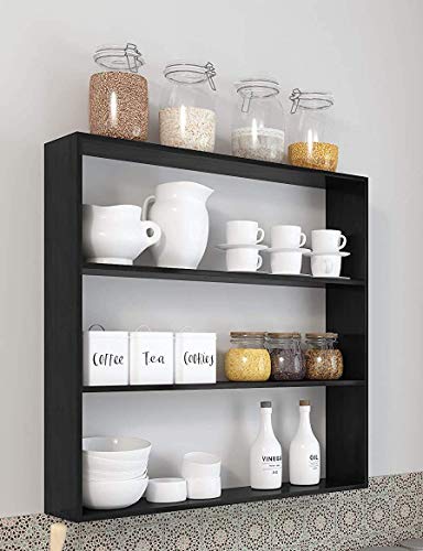 Image of Multipurpose 4 Tier Spice Rack Wall Mount,Hanging Wall Spice Jars Rack Shelf Storage Holder,Perfect for Kitchen (BLACK)
