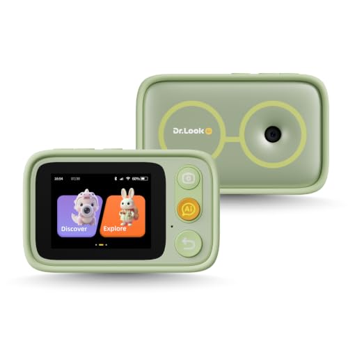 Dr.LOOK AI Educational Kids Camera for Ages 3-12, Smart Digital Camera for Kids with 4G SIM & Wi-Fi, AI Object Recognition, AI Voice Tutor, 5-Language Support, Creative Drawing, 2.8" IPS, 32GB, Green