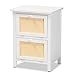 Baxton Studio Sariah Mid-Century Modern White Finished Wood and Rattan 2-Door Nightstand
