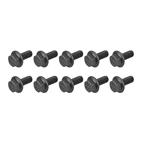 METALLIXITY Flanged Hex Head Bolts (M5x12mm) 10pcs, Hexagon Serrated Flange Bolt Fully Thread Screw